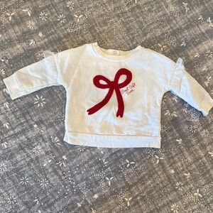 Cat & Jack White Sweatshirt with Red Bow